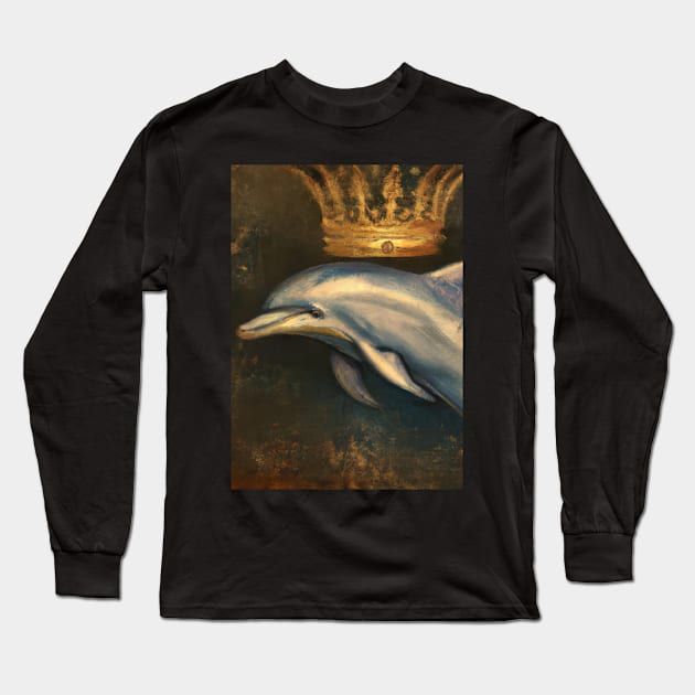 Dolphin with a Crown Long Sleeve T-Shirt by maxcode